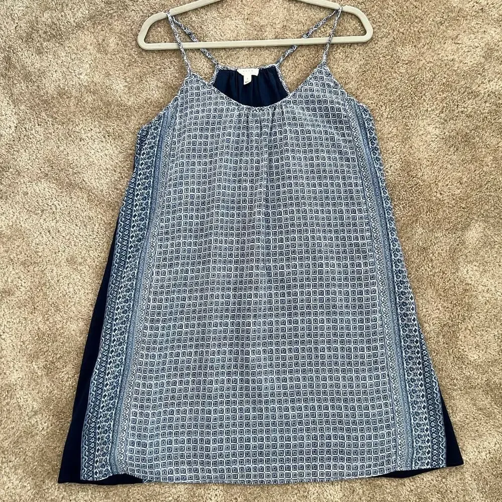 Soft Joie Blue Jorrel B Sleeveless 100% Cotton Floral Print Dress Size: Large